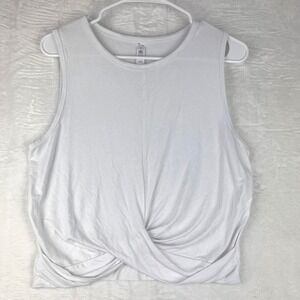 Alo Yoga Tank Top L White Twist Front Sleeveless Stretch Activewear